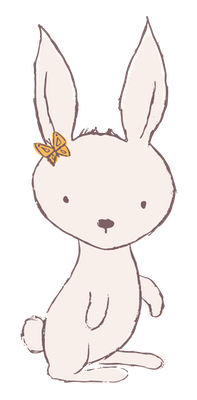 grafika - masaż królika - królik z motylkiem na uchu