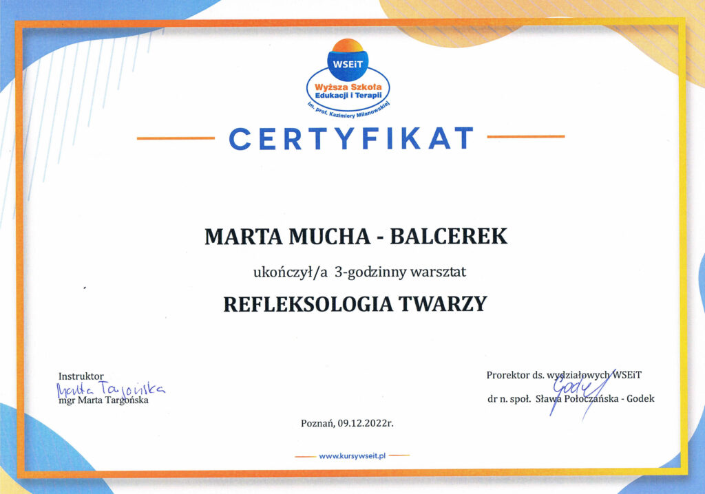 WSEiT certyfikat Mucha-Balcerek
