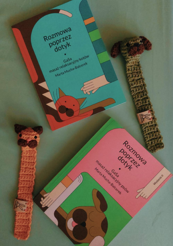 zakładka z włóczki - inspirowana ilustracjami z książek o masażu GaSa
